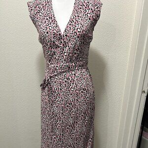 J Crew pink cheetah print sleeveless wrap dress, midi, XXS